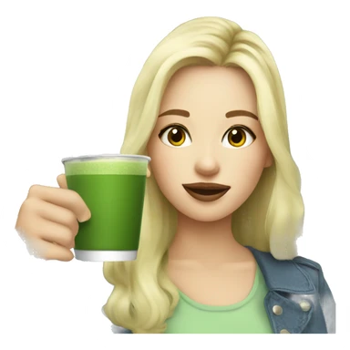 Blonde girl drinking matcha tea sticker