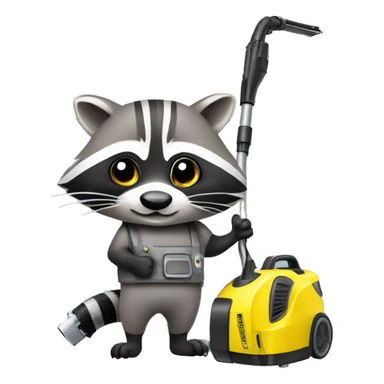 raccoon with a Karcher vacuum cleaner sticker