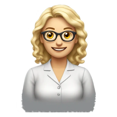 PROFESORA RUBIA, CON RULOS Y LENTES DANDO CLASE sticker