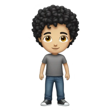 Tall white boy with curly black hair sticker