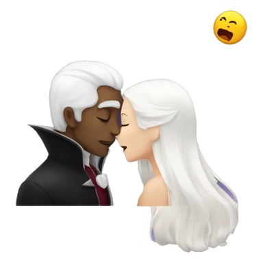 Vampire kissing girl with white hair sticker