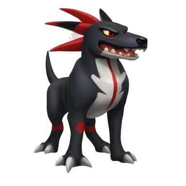 Black Cool Edgy Nargacuga-Houndoom-Garchomp Fakémon  with White and Red Edgy markings sticker