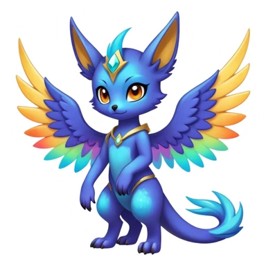 Anthro Sona Cool Edgy Cute Beautiful Colorful Shy Winged Shiny Nebula Fakemon-Fantasy-Creature Full Body sticker