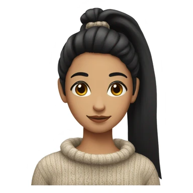 girl with black hair in a ponytail and a cozy sweater sticker