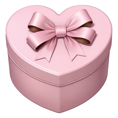 pale pink heart box, pale pink bow, filled with chocolates inside sticker
