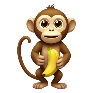 Monkey with a peeled banana sticker