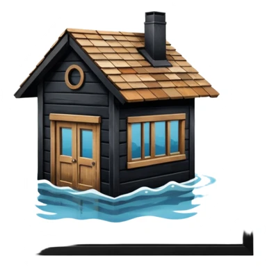 a house covered by water with the roof top only visible   sticker