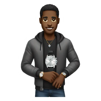 black man wearing a shiny diamond watch sticker