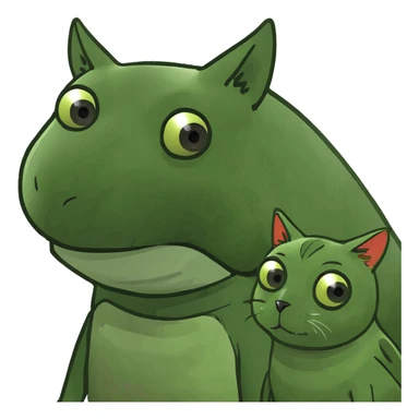 A dog, a cat a parrot in a beetle mixed together sticker