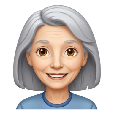 smiling elderly white woman with grey hair sticker