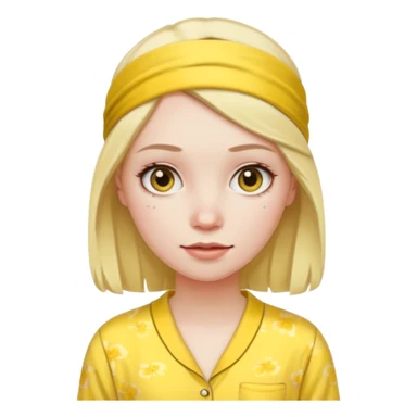 women in yellow pyjamas with headband sticker