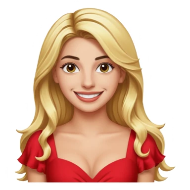 Lele Pons with long blonde hair, red dress sticker