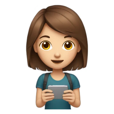 brown hair girl with smartphone sticker