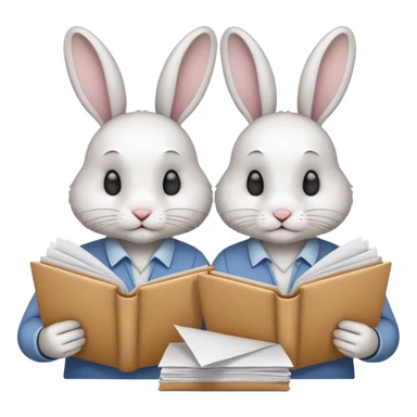 two rabbits working on research sticker