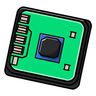 cartoon microchip with spark effects, electronics engineering concept sticker