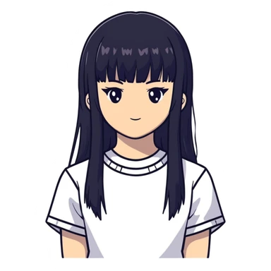 anime girl with black bangs sticker