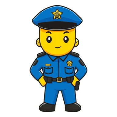 Russian police officer with yellow hat and uniform, professional stance sticker