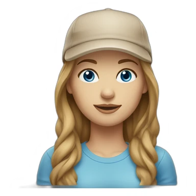 middle haired women light brown hair with beige cap blue eyes  sticker