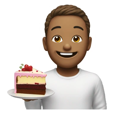 Smiley face eating cake sticker