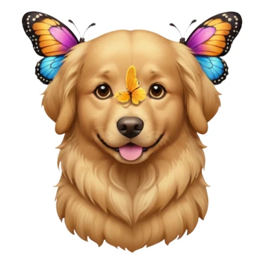 a portrait dog with butterflies sticker