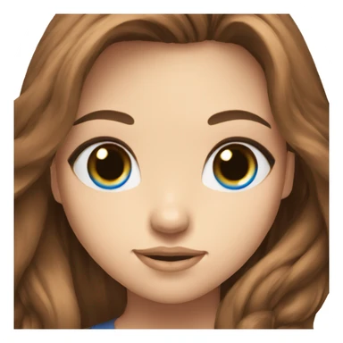 gamer girl with long brown hair blue eyes sticker