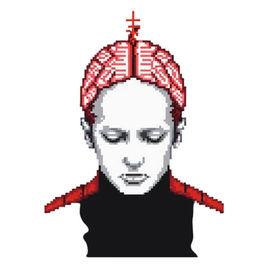 person with a headache, red zigzag lines above head sticker