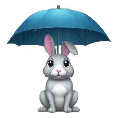 a rabbit under an umbrella  in the rain sticker