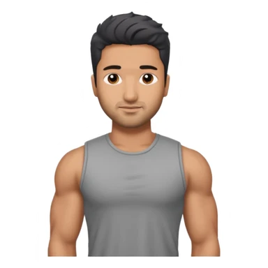 ipretty bratz emoji of vicky kaushal wearing a grey tee, muscular sticker
