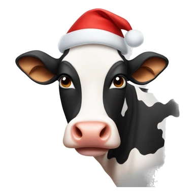 Cow with a Santa hat sticker