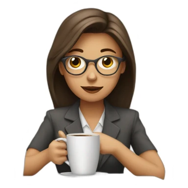girl on work with coffee and clock sticker