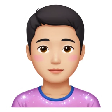 Gorgeous bright sparkly romantic Asian anime gentle man with blushing face aesthetic trending style outside sticker