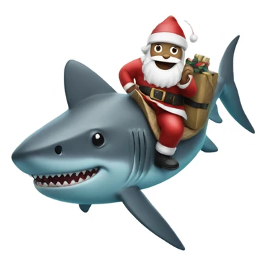 Santa riding a shark sticker