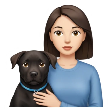 Brunette with a black labrador/american staffordshire dog sticker