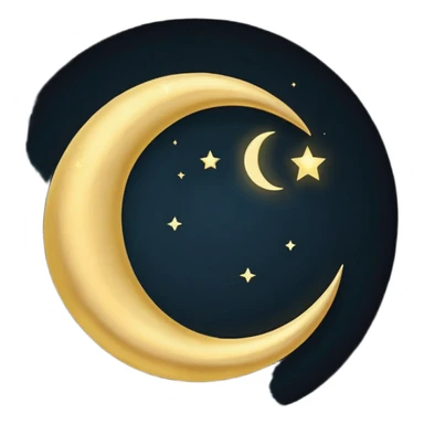 
iOS style emoji, minimal crescent, dark fantasy moon, flat sticker