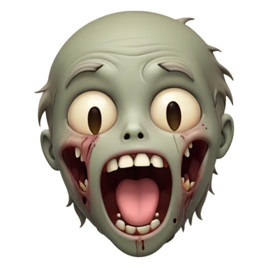 Cinematic Cute Yawning Zombie Portrait Emoji, with a delightfully quirky, slightly disheveled face in muted ashen tones, head tilted back in a big, funny yawn that reveals quirky stitches and playful gaps, simplified yet irresistibly charming, highly detailed with a soft, eerie glowing outline capturing the sleepy, offbeat vibe of a zombie taking a nap! sticker