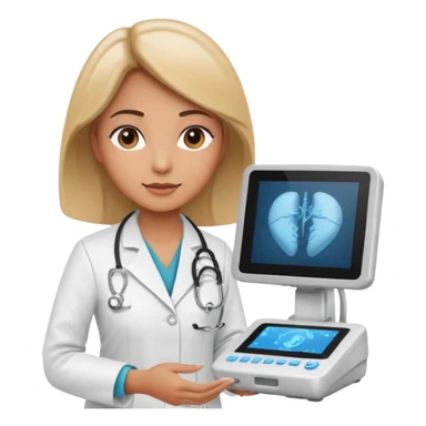 female doctor working an ultrasound machine sticker