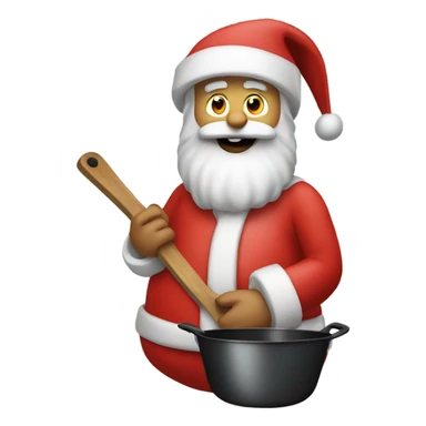 Santa holding a frying pan sticker