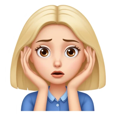 Woman with both hands on cheeks, confused wide-eyed expression sticker