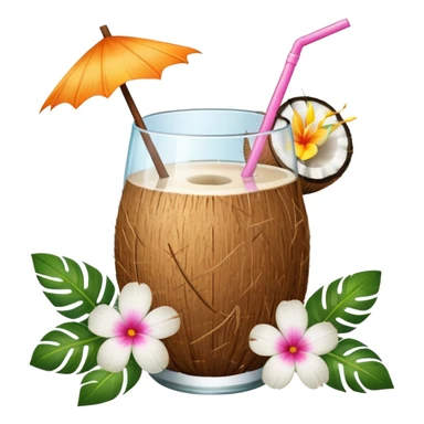Coconut drink with flowers sticker