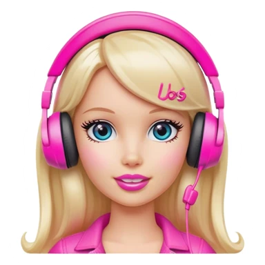 Podcast host Barbie with hot pink headset  sticker