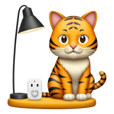 Un chat et une lampe de chevet  sticker