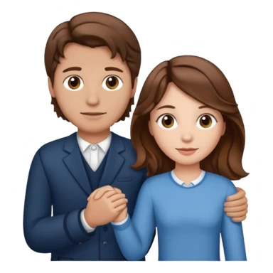 A girl with brown hair and a man with a middle wavy part holding hands sticker
