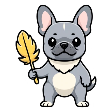 Dark grey French bulldog dusting  sticker