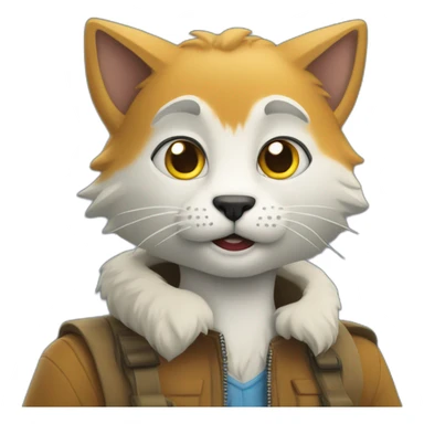 Un chat sur un loup sticker