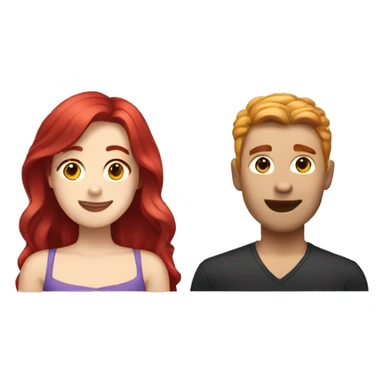 a gay man with short black hair and a white woman with long red hair sticker