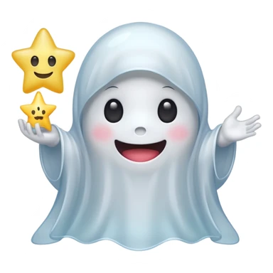 ghost kawai star white sticker