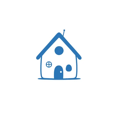 minimal house, doodle, blue sticker