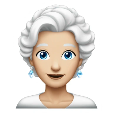 Blue eyed older lady with white hair and a big diamond ring  sticker