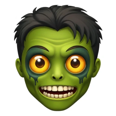 Faça uma zombie verde com olhos castanhos cabelos pretos liso com estilo y2k e com dentes de ouro sticker