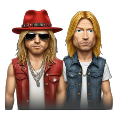 Hyper realistic axl rose with hyper realistic Kurt cobain sticker